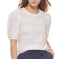 Calvin Klein Women's Short Sleeve Puff Shoulder Eyelet Top White Size Medium