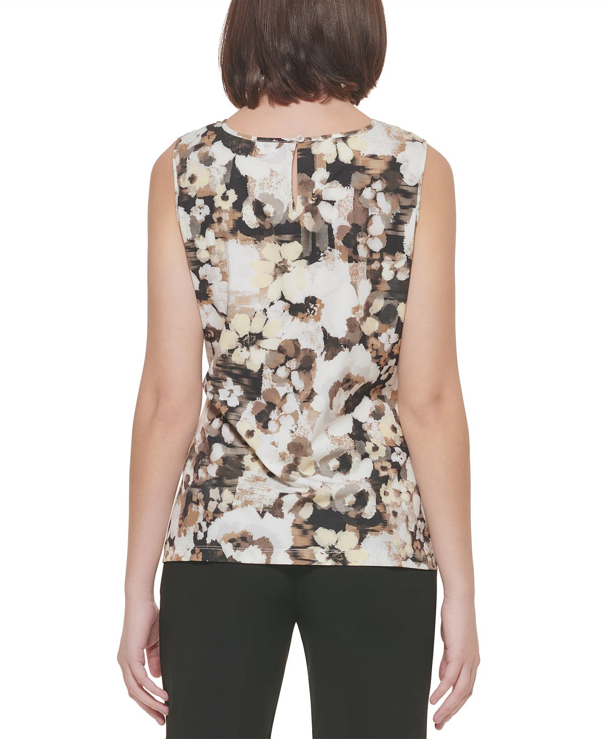 Calvin Klein Women's Pleated Side Top Yellow Size Petite X-Large