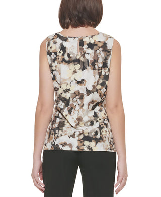 Calvin Klein Women's Pleated Side Top Yellow Size Petite X-Large