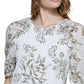Calvin Klein Women's Floral Print Chiffon Sleeve Top Green Size Medium