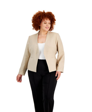 Calvin Klein Women's Open Front Blazer Yellow Size 16W