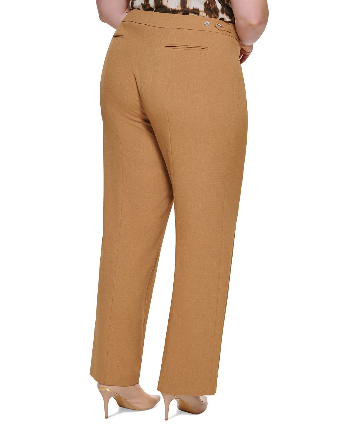 Calvin Klein Women's Highline Textured Pants Brown Size 16W