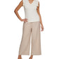 Calvin Klein Women's Ruffle Cap Sleeve V Neck Top Beige Size X-Large