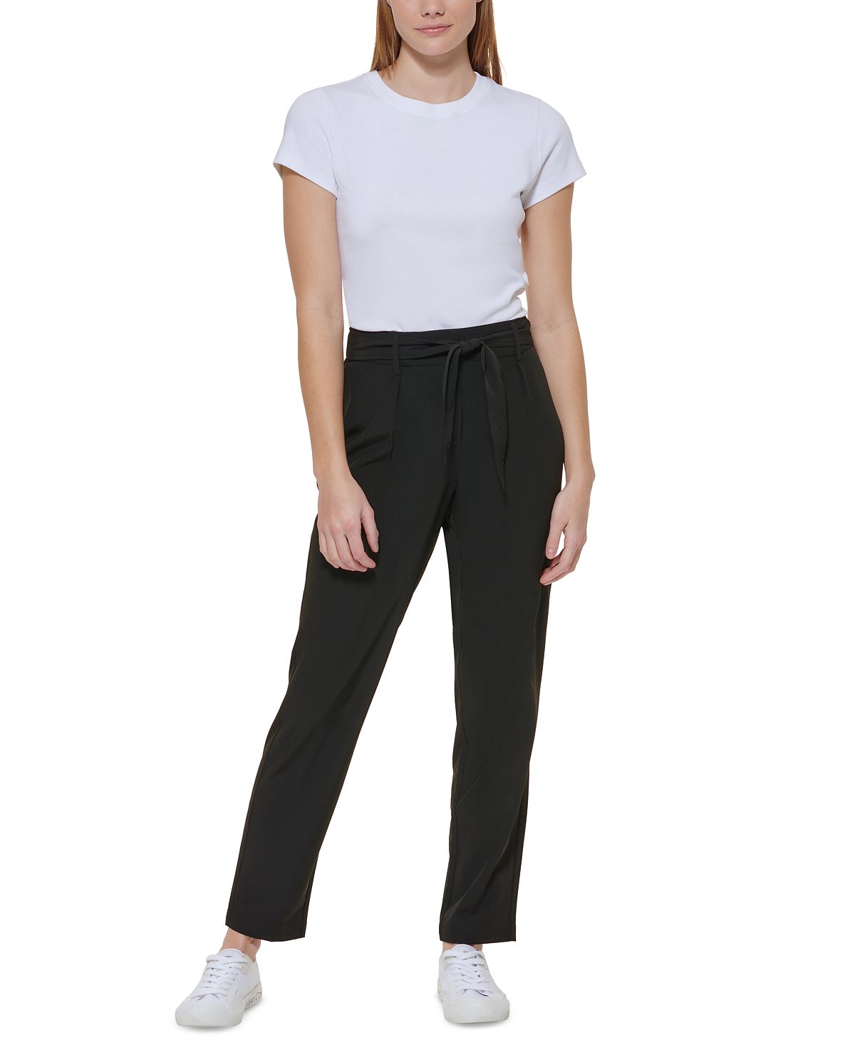 Calvin Klein Women's Tie Waist Pant Black Size Large