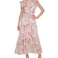 Calvin Klein Women's Floral Print Smocked Waist Tiered Maxi Dress Pink Size 10