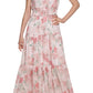 Calvin Klein Women's Floral Print Smocked Waist Tiered Maxi Dress Pink Size 4