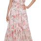 Calvin Klein Women's Floral Print Smocked Waist Tiered Maxi Dress Pink Size 2