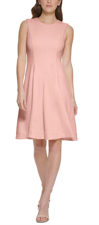 Calvin Klein Women's Scuba Crepe A Line Dress Orange Size 6