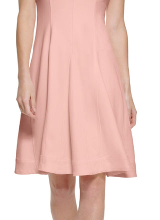 Calvin Klein Women's Scuba Crepe A Line Dress Orange Size 6