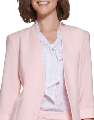 Calvin Klein Women's 3/4 Sleeve Open Front Blazer Pink Size 12Petite