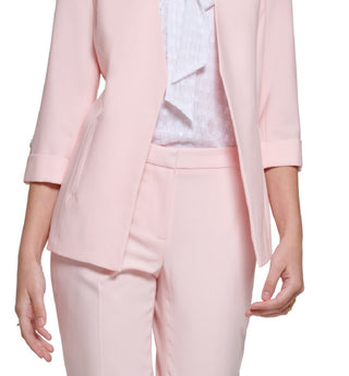 Calvin Klein Women's 3/4 Sleeve Open Front Blazer Pink Size 6Petite