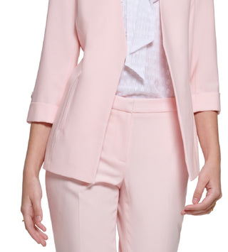 Calvin Klein Women's 3/4 Sleeve Open Front Blazer Pink Size 4Petite