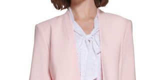 Calvin Klein Women's 3/4-Sleeve Open Front Blazer Pink Size 2Petite