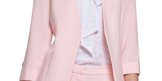 Calvin Klein Women's 3/4-Sleeve Open Front Blazer Pink Size 2Petite