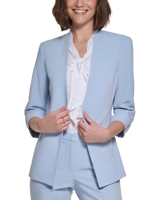 Calvin Klein Women's 3/4 Sleeve Open Front Blazer Blue Size 12Petite