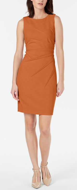 Calvin Klein Women's Starburst Sleeveless Sheath Dress Orange Size 2