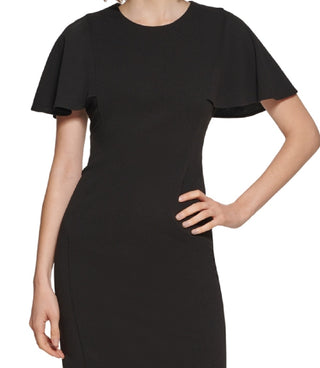 Calvin Klein Women's Capelet Sheath Dress Black Size 6