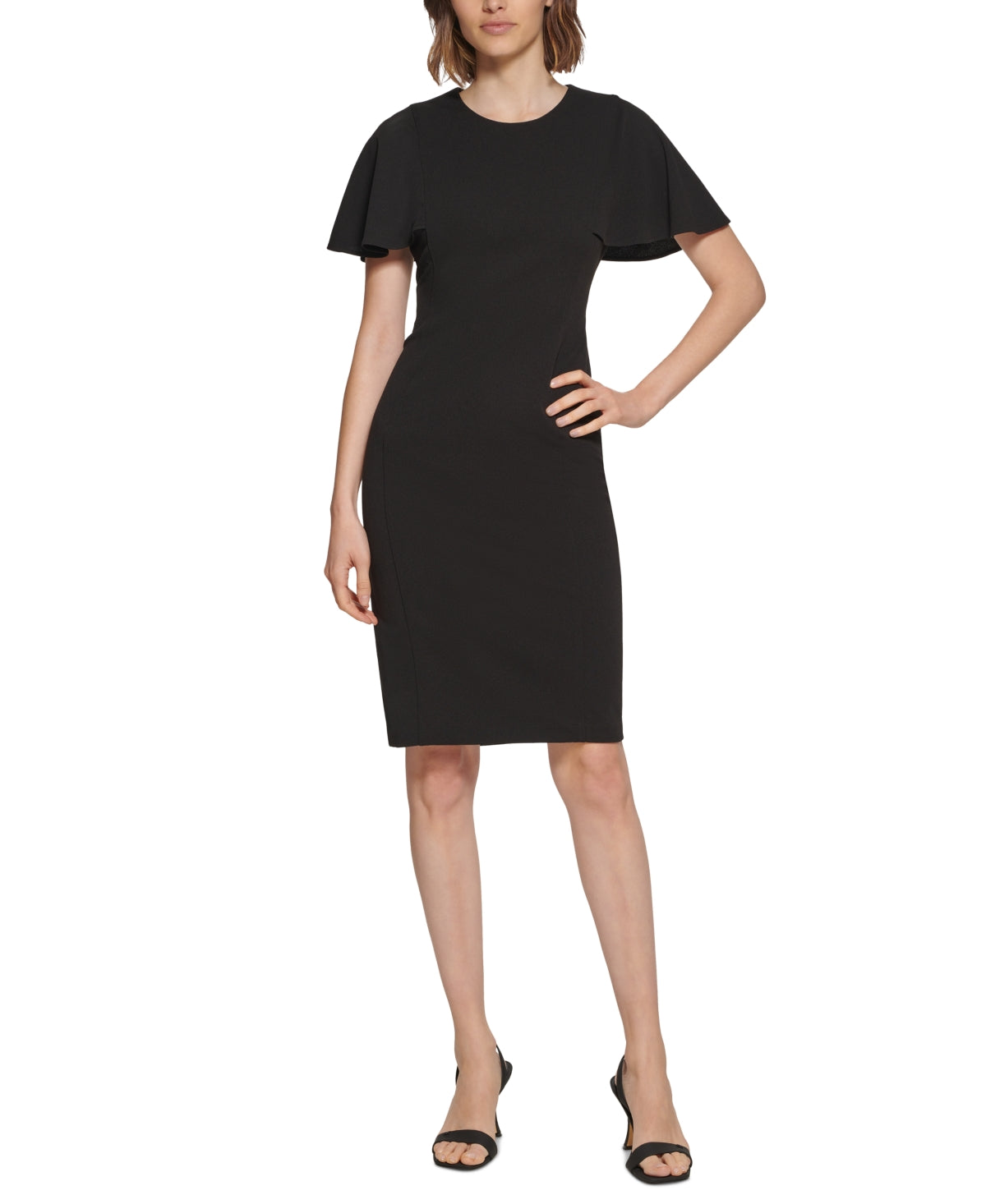 Calvin Klein Women's Capelet Sheath Dress Black Size 6