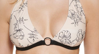 Calvin Klein Women's Printed Halter Bikini Top Swimsuit Beige Size X-Large