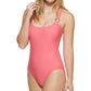 Calvin Klein Women's Logo Rings One Piece Swimsuit Pink