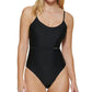 Calvin Klein Women's Over The Shoulder Wrap Around One Piece Swimsuit Black Size 12