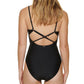Calvin Klein Women's Over The Shoulder Wrap Around One Piece Swimsuit Black Size 12