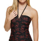 Calvin Klein Women's Printed V Wire Bandeau Halter Tankini Top Swimsuit Black Size X-Large