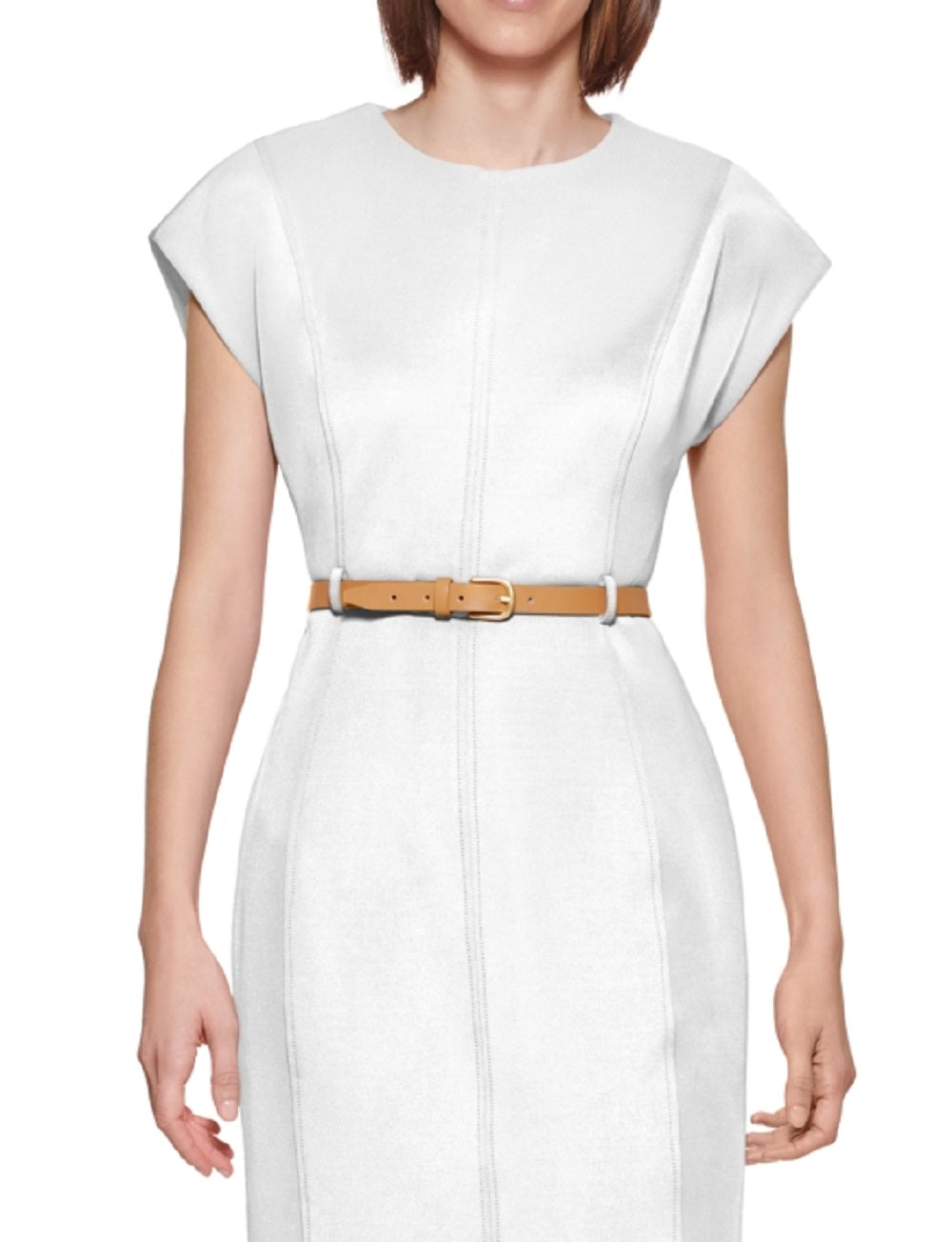 Calvin Klein Women's Belted Sheath Dress White Size 16