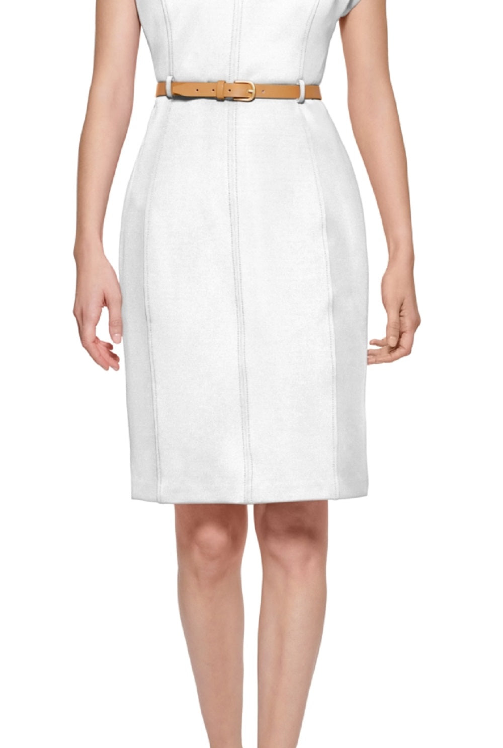 Calvin Klein Women's Belted Sheath Dress White Size 16