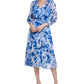 Calvin Klein Women's Tie Dye Metallic Tiered Dress Blue Size 16