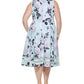 Calvin Klein Women's Plus Floral Print Calf Midi Dress Blue Size 18W