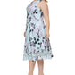 Calvin Klein Women's Floral Print Illusion Hem Dress Blue Size 16W