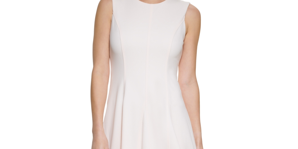 Calvin Klein Women's Scuba Crepe A Line Dress Pink Size 12 Petite