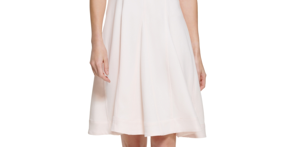 Calvin Klein Women's Scuba Crepe A Line Dress Pink Size 8 Petite