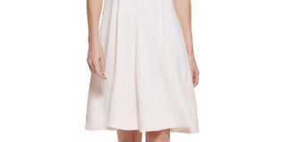 Calvin Klein Women's Scuba Crepe A Line Dress Pink Size 8 Petite