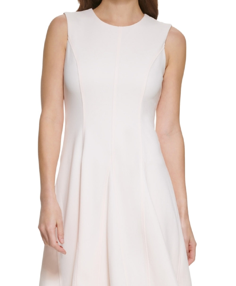 Calvin Klein Women's Scuba Crepe A Line Dress Pink Size 6Petite