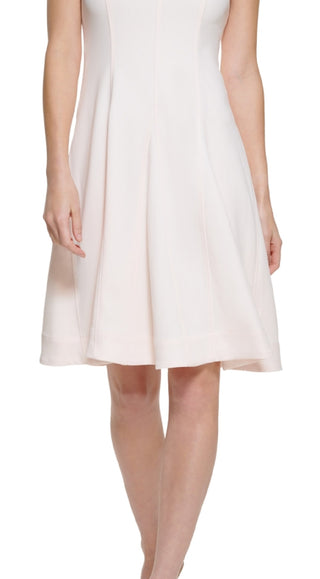 Calvin Klein Women's Scuba Crepe A Line Dress Pink Size 6Petite
