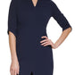 Calvin Klein Women's Zippered Elbow Sleeve Sheath Dress Blue Size 8Petite