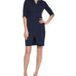 Calvin Klein Women's Zippered Elbow Sleeve Sheath Dress Blue Size 8Petite