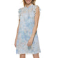 Calvin Klein Women's Printed Flutter Sleeve A Line Dress Blue Size 10
