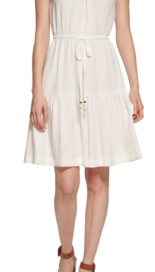 Calvin Klein Women's Tiered Fit & Flare Dress White Size 4