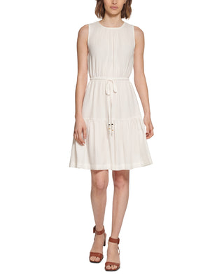 Calvin Klein Women's Tiered Fit & Flare Dress White Size 4