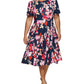Calvin Klein Women's Floral Print A Line Dress Blue Size 22W