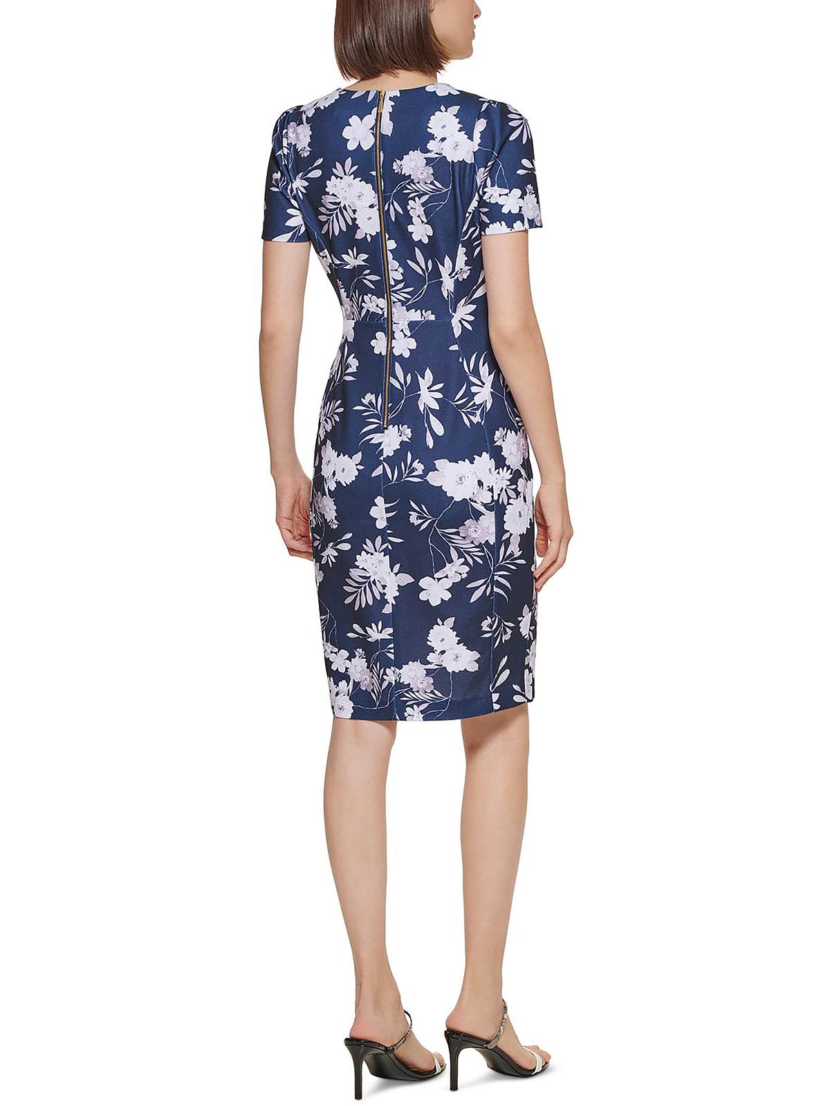 Calvin Klein Women's Printed Sheath Dress Blue Size 6Petite