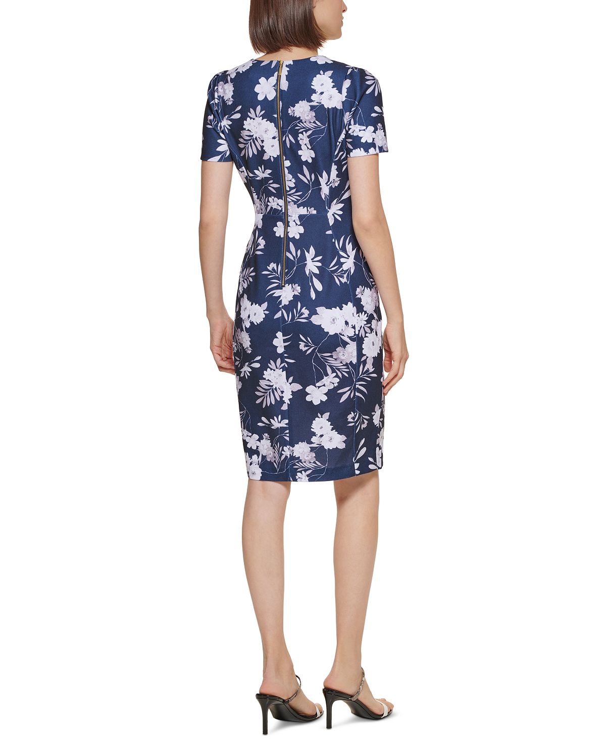 Calvin Klein Women's Printed Sheath Dress Blue Size 2Petite