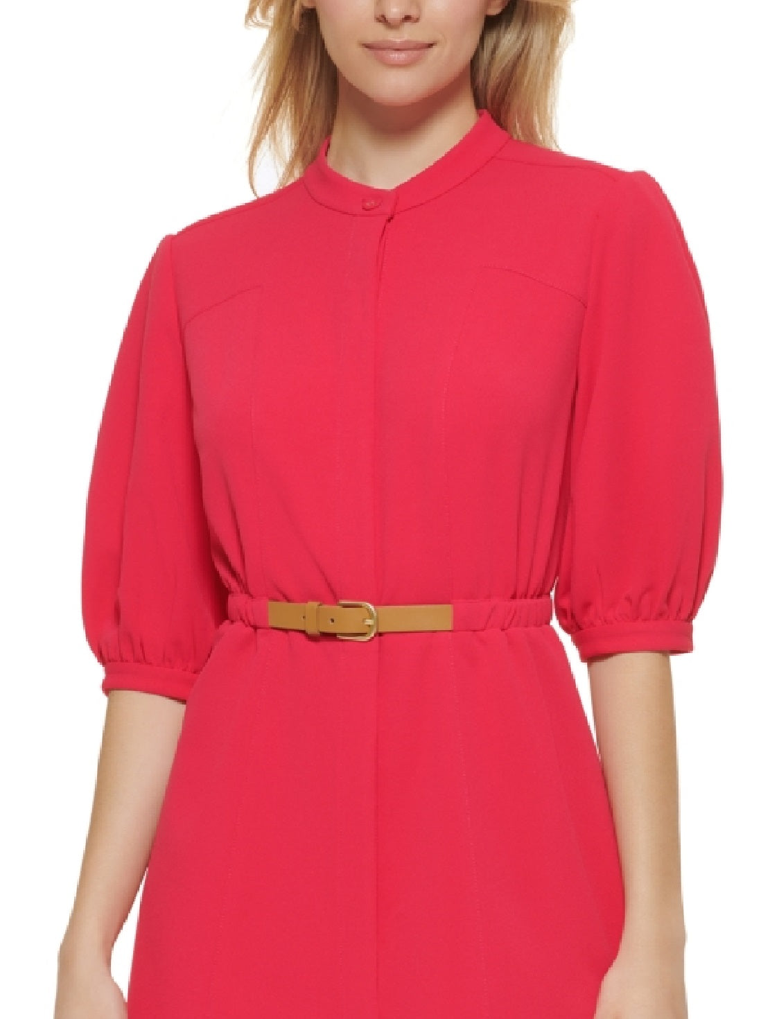Calvin Klein Women's Puff Sleeve A Line Dress Pink Size 10