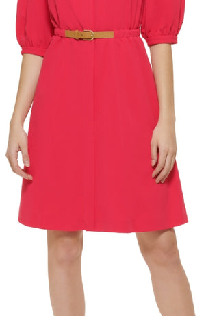 Calvin Klein Women's Puff Sleeve A Line Dress Pink Size 10