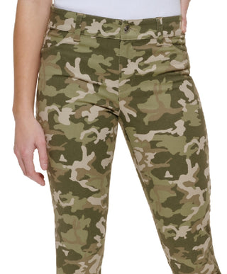 Calvin Klein Women's Printed Cotton Twill Pants Green Size 12