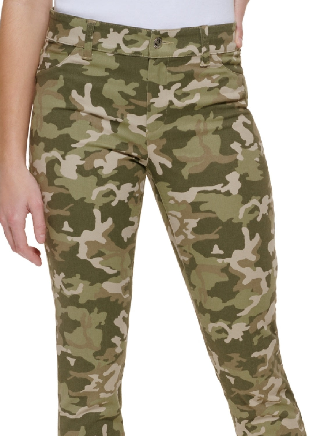 Calvin Klein Women's Printed Cotton Twill Pants Green Size 8