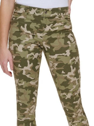 Calvin Klein Women's Printed Cotton Twill Pants Green Size 8